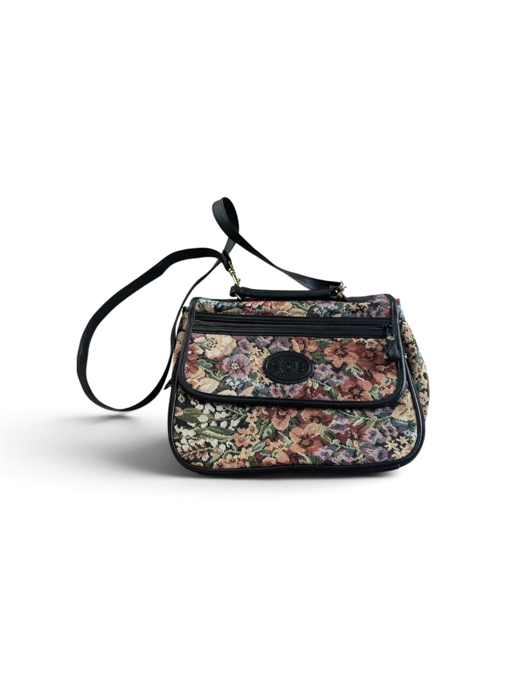 Vintage Mitzi Classics Floral Tapestry Organizer Crossbody Handbag 90s
